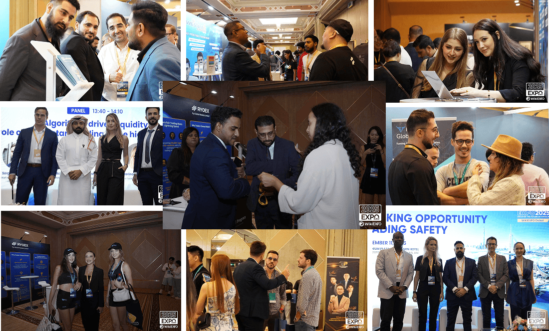 RYOEX representatives speaking with multiple visitors